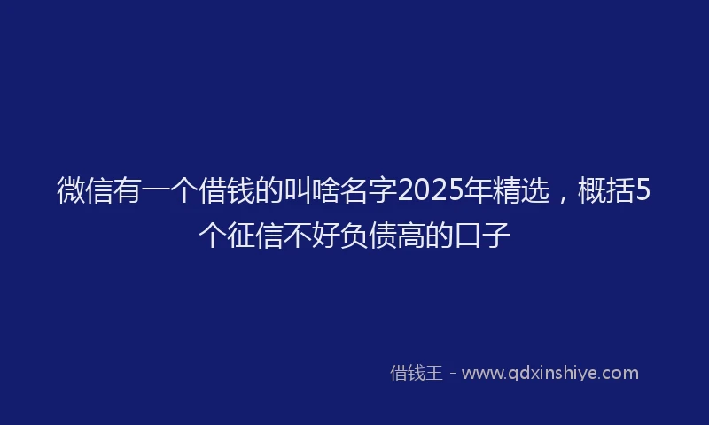 微信有一个借钱的叫啥名字2025年精选，概括5个征信不好负债高的口子