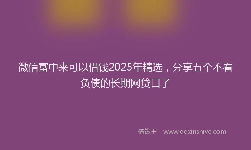 微信富中来可以借钱2025年精选，分享五个不看负债的长期网贷口子
