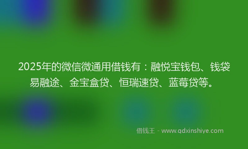 2025年的微信微通用借钱有：融悦宝钱包、钱袋易融途、金宝盒贷、恒瑞速贷、蓝莓贷等。