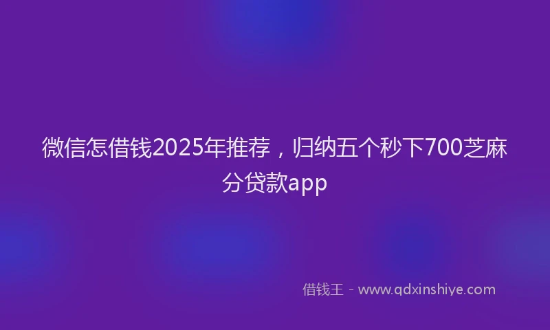 微信怎借钱2025年推荐，归纳五个秒下700芝麻分贷款app