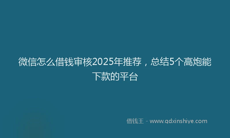 微信怎么借钱审核2025年推荐，总结5个高炮能下款的平台
