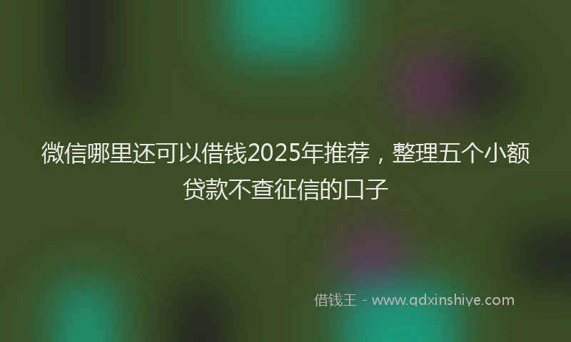 微信哪里还可以借钱2025年推荐，整理五个小额贷款不查征信的口子