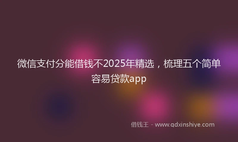 微信支付分能借钱不2025年精选，梳理五个简单容易贷款app