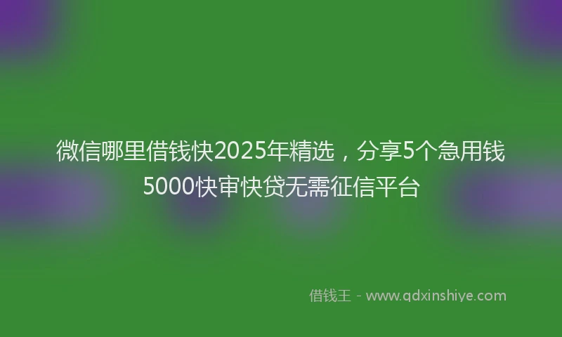 微信哪里借钱快2025年精选，分享5个急用钱5000快审快贷无需征信平台