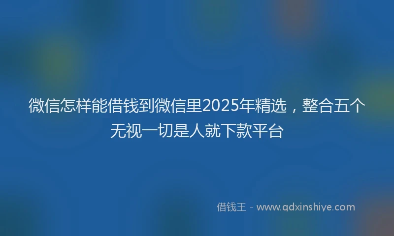 微信怎样能借钱到微信里2025年精选，整合五个无视一切是人就下款平台