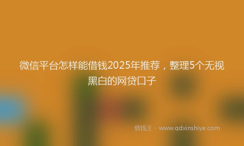 微信平台怎样能借钱2025年推荐，整理5个无视黑白的网贷口子