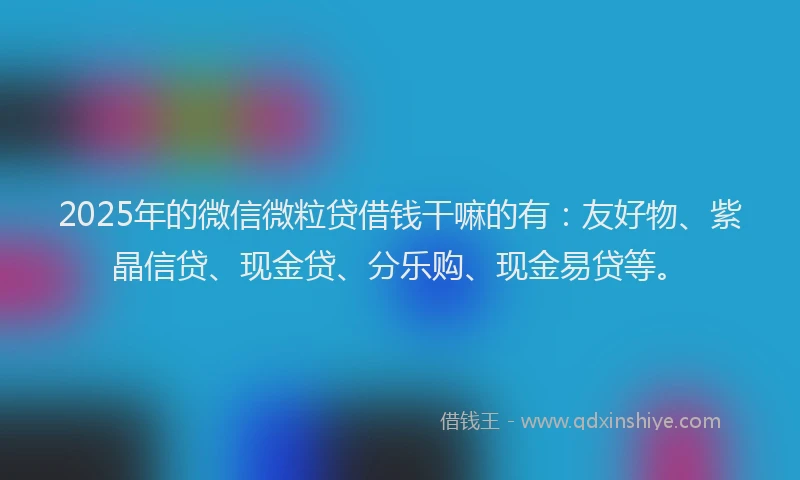 2025年的微信微粒贷借钱干嘛的有：友好物、紫晶信贷、现金贷、分乐购、现金易贷等。