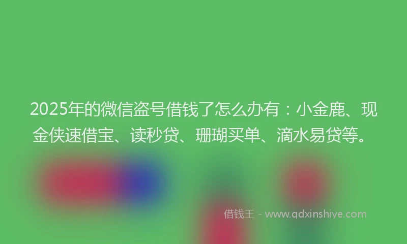 2025年的微信盗号借钱了怎么办有：小金鹿、现金侠速借宝、读秒贷、珊瑚买单、滴水易贷等。
