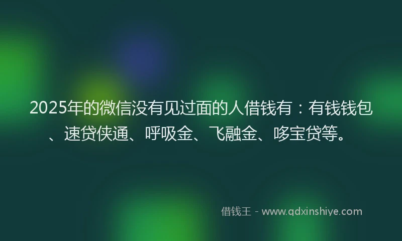 2025年的微信没有见过面的人借钱有：有钱钱包、速贷侠通、呼吸金、飞融金、哆宝贷等。