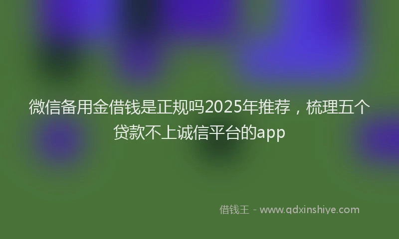 微信备用金借钱是正规吗2025年推荐，梳理五个贷款不上诚信平台的app