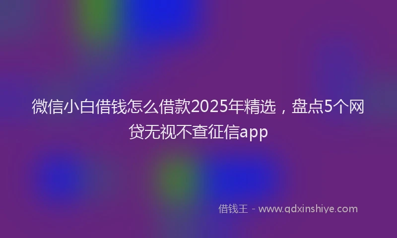 微信小白借钱怎么借款2025年精选，盘点5个网贷无视不查征信app