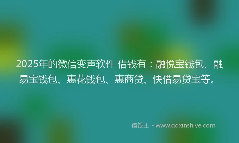 2025年的微信变声软件 借钱有：融悦宝钱包、融易宝钱包、惠花钱包、惠商贷、快借易贷宝等。