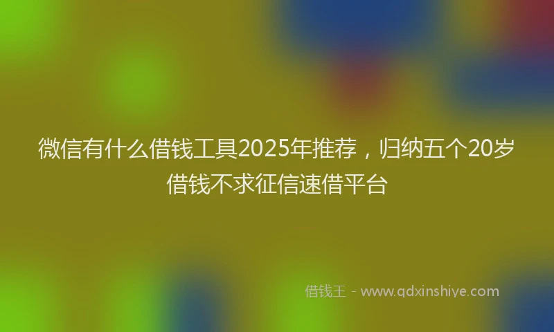 微信有什么借钱工具2025年推荐，归纳五个20岁借钱不求征信速借平台
