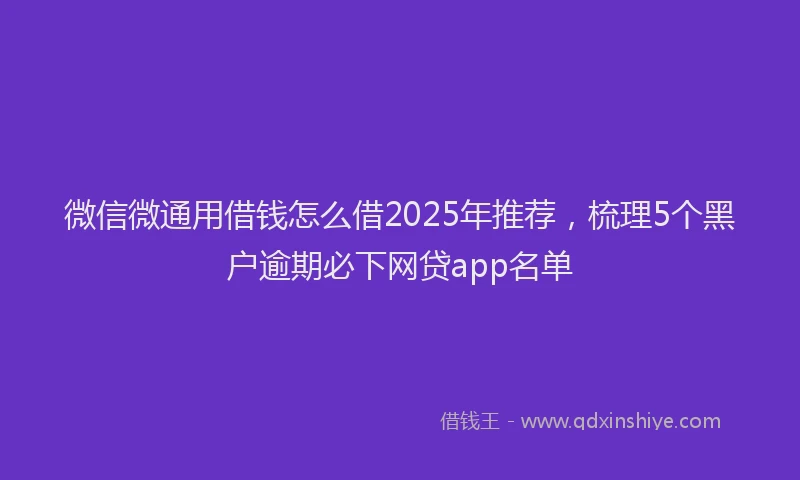 微信微通用借钱怎么借2025年推荐，梳理5个黑户逾期必下网贷app名单