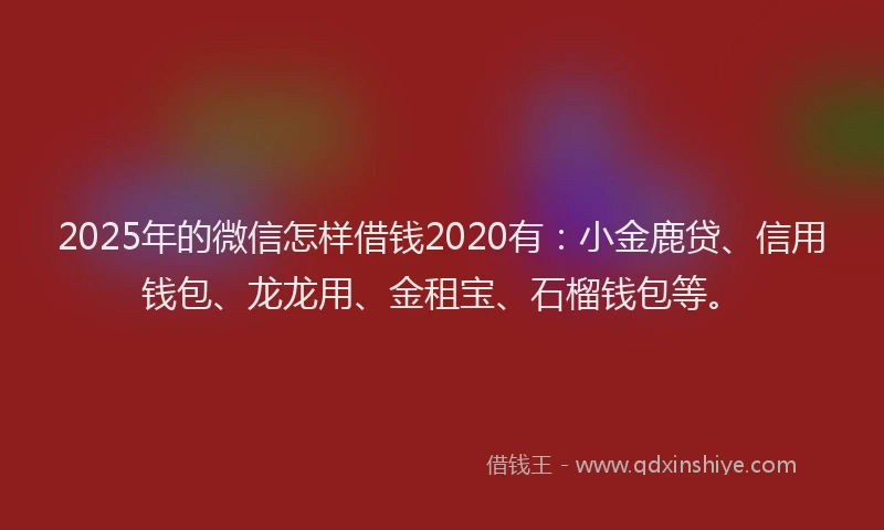 2025年的微信怎样借钱2020有：小金鹿贷、信用钱包、龙龙用、金租宝、石榴钱包等。