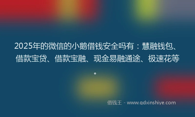 2025年的微信的小鹅借钱安全吗有：慧融钱包、借款宝贷、借款宝融、现金易融通途、极速花等。