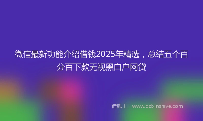 微信最新功能介绍借钱2025年精选，总结五个百分百下款无视黑白户网贷