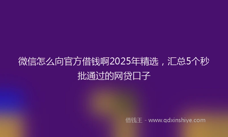 微信怎么向官方借钱啊2025年精选，汇总5个秒批通过的网贷口子