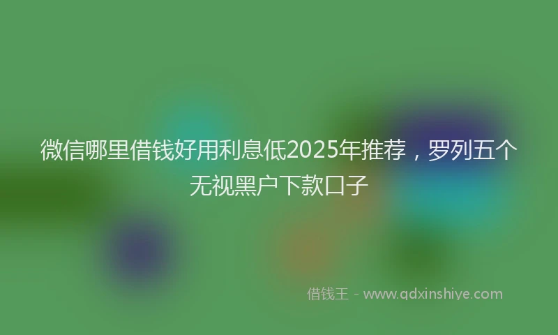 微信哪里借钱好用利息低2025年推荐，罗列五个无视黑户下款口子