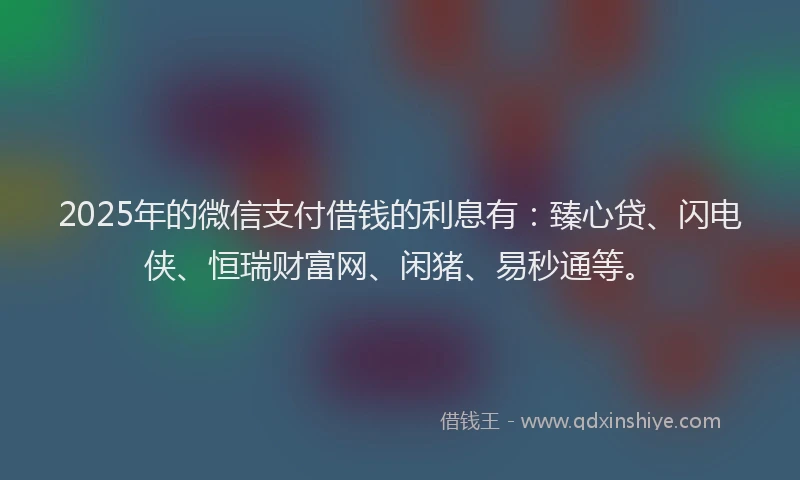 2025年的微信支付借钱的利息有：臻心贷、闪电侠、恒瑞财富网、闲猪、易秒通等。