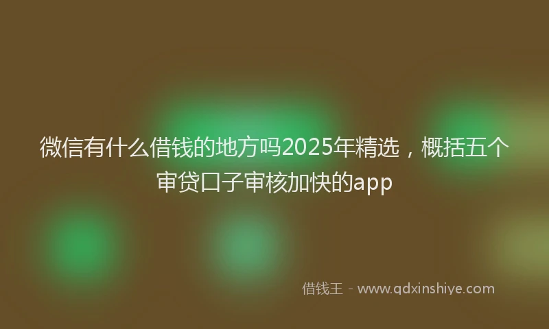 微信有什么借钱的地方吗2025年精选，概括五个审贷口子审核加快的app