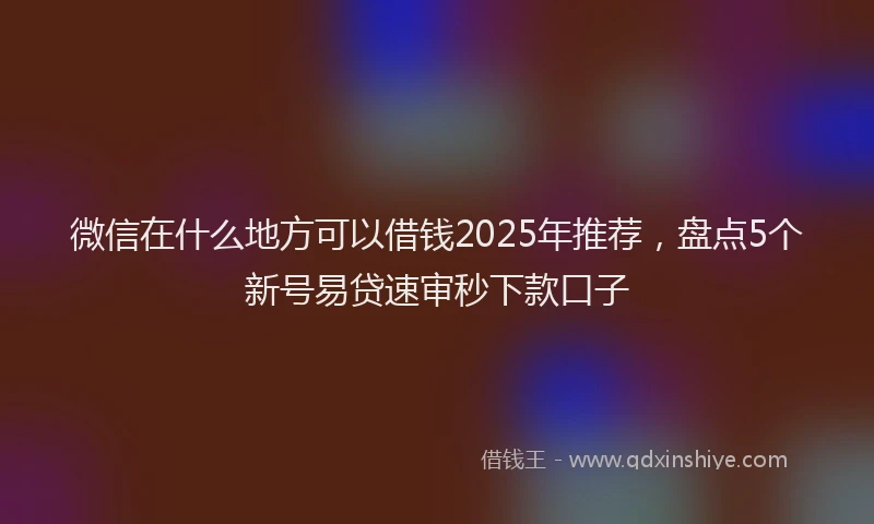 微信在什么地方可以借钱2025年推荐，盘点5个新号易贷速审秒下款口子