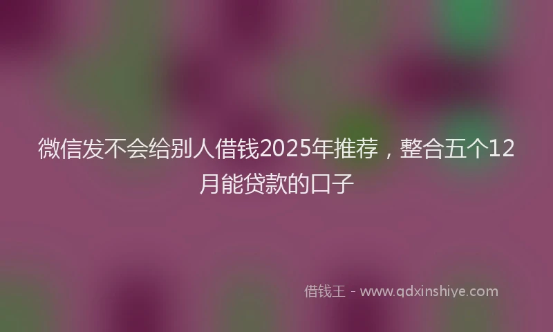 微信发不会给别人借钱2025年推荐，整合五个12月能贷款的口子