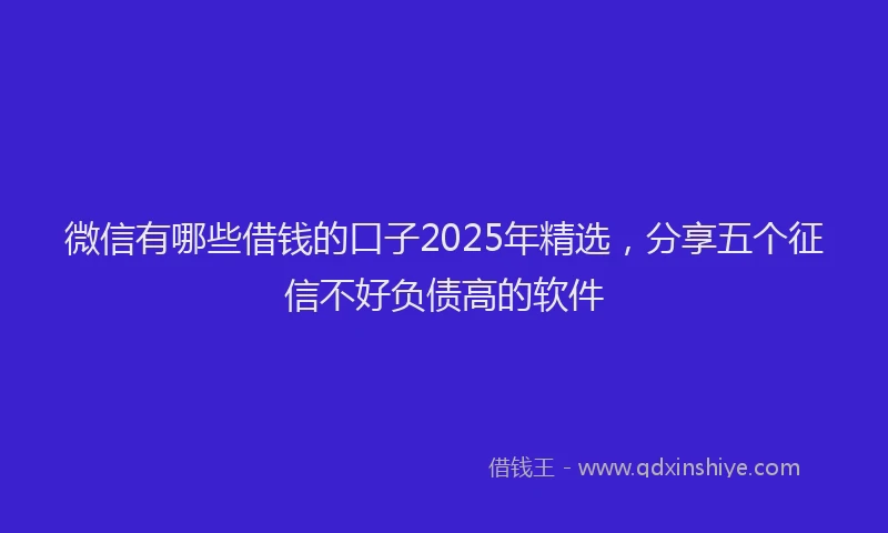 微信有哪些借钱的口子2025年精选，分享五个征信不好负债高的软件