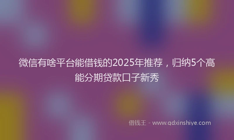微信有啥平台能借钱的2025年推荐，归纳5个高能分期贷款口子新秀