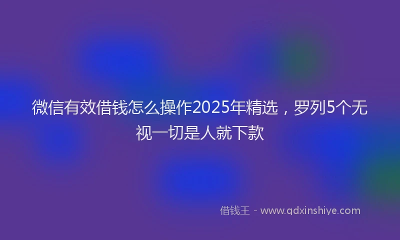 微信有效借钱怎么操作2025年精选，罗列5个无视一切是人就下款
