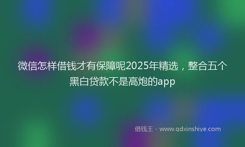 微信怎样借钱才有保障呢2025年精选，整合五个黑白贷款不是高炮的app