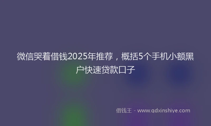 微信哭着借钱2025年推荐，概括5个手机小额黑户快速贷款口子