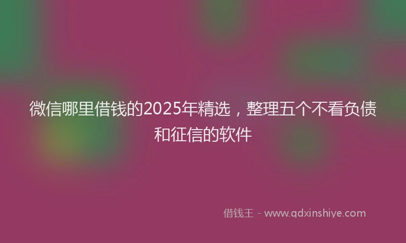 微信哪里借钱的2025年精选，整理五个不看负债和征信的软件