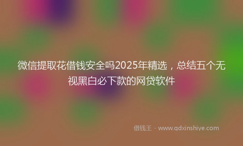 微信提取花借钱安全吗2025年精选，总结五个无视黑白必下款的网贷软件