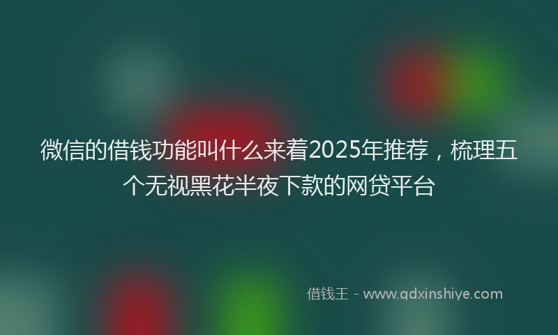 微信的借钱功能叫什么来着2025年推荐，梳理五个无视黑花半夜下款的网贷平台