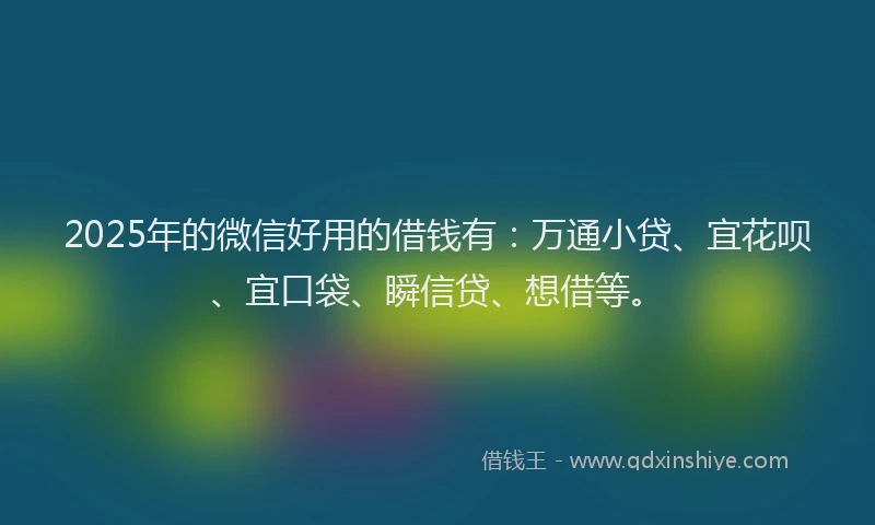 2025年的微信好用的借钱有：万通小贷、宜花呗、宜口袋、瞬信贷、想借等。