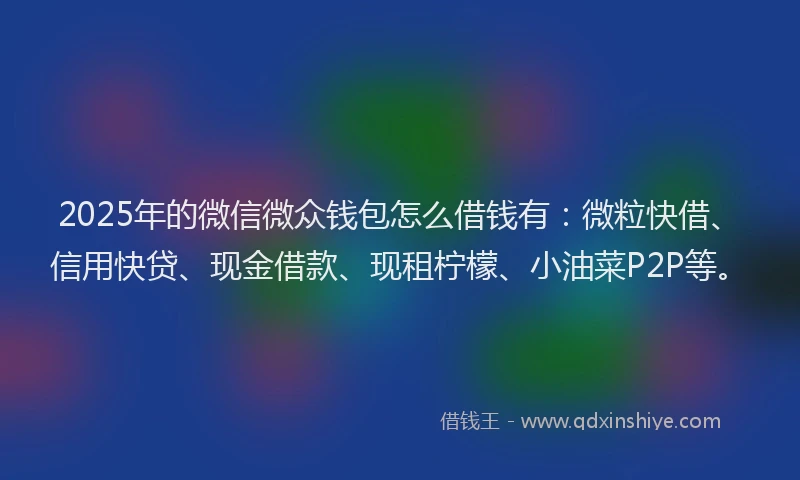 2025年的微信微众钱包怎么借钱有：微粒快借、信用快贷、现金借款、现租柠檬、小油菜P2P等。