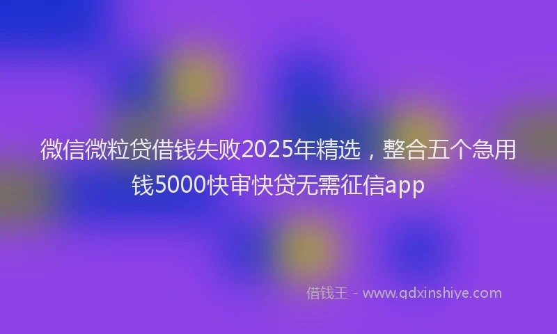 微信微粒贷借钱失败2025年精选，整合五个急用钱5000快审快贷无需征信app