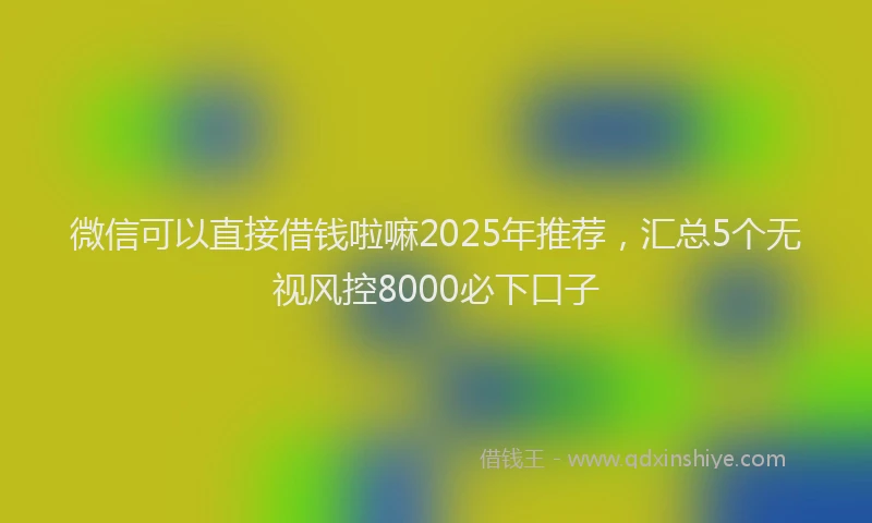 微信可以直接借钱啦嘛2025年推荐，汇总5个无视风控8000必下口子