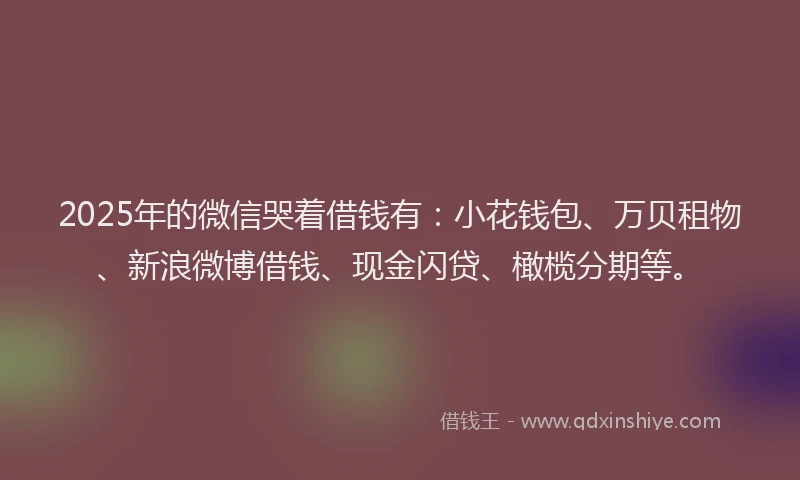 2025年的微信哭着借钱有：小花钱包、万贝租物、新浪微博借钱、现金闪贷、橄榄分期等。