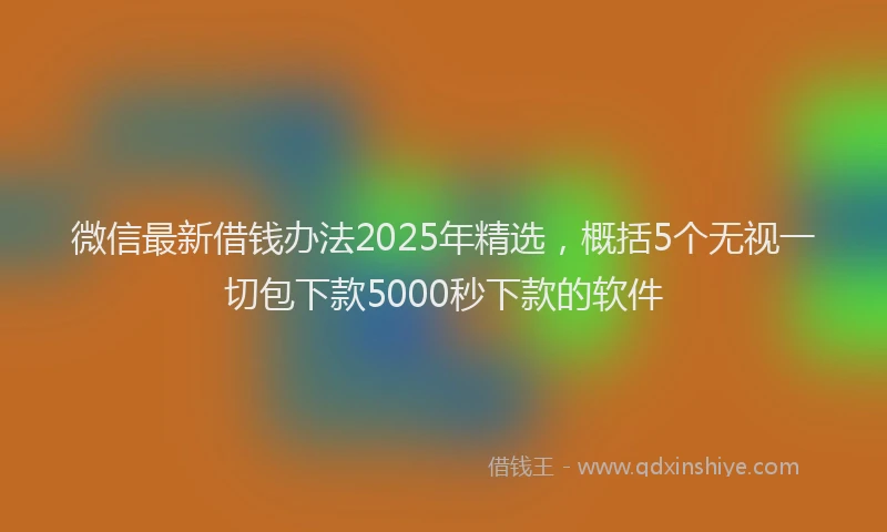 微信最新借钱办法2025年精选，概括5个无视一切包下款5000秒下款的软件