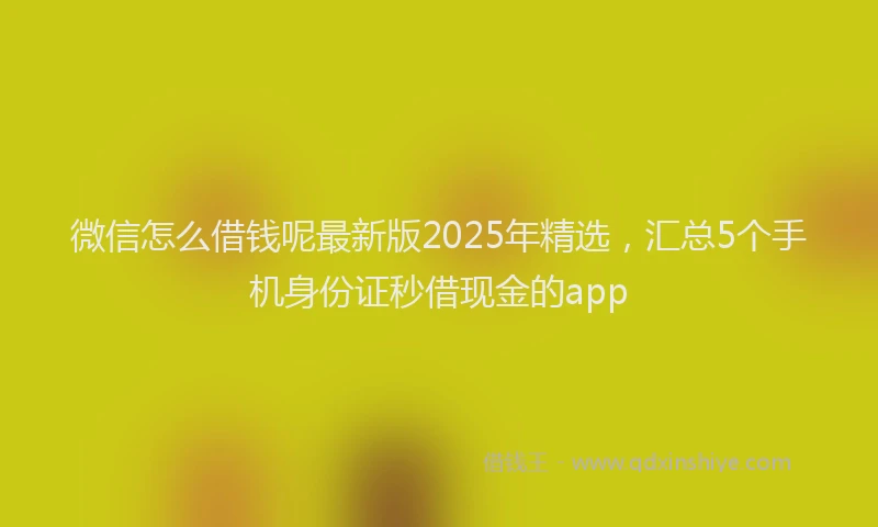 微信怎么借钱呢最新版2025年精选，汇总5个手机身份证秒借现金的app