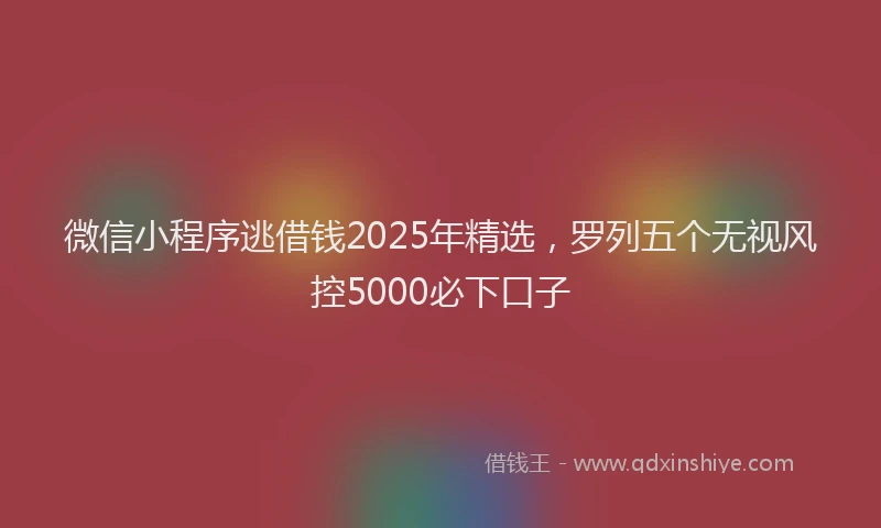 微信小程序逃借钱2025年精选，罗列五个无视风控5000必下口子