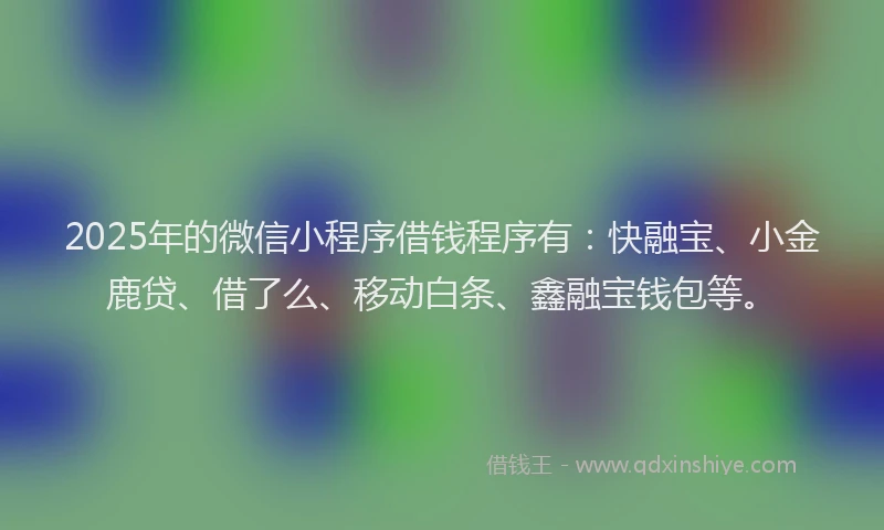 2025年的微信小程序借钱程序有：快融宝、小金鹿贷、借了么、移动白条、鑫融宝钱包等。