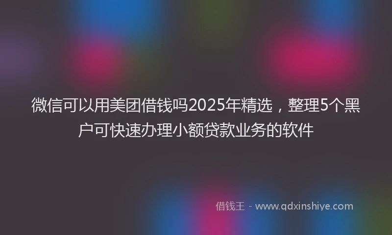 微信可以用美团借钱吗2025年精选，整理5个黑户可快速办理小额贷款业务的软件