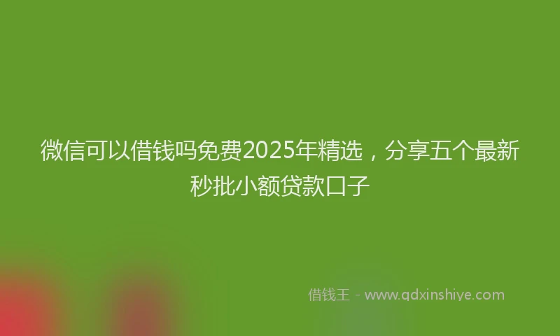 微信可以借钱吗免费2025年精选，分享五个最新秒批小额贷款口子