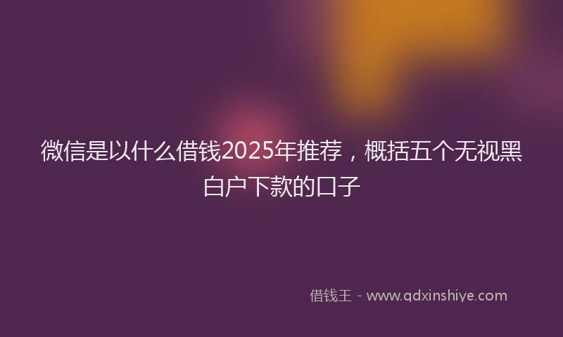 微信是以什么借钱2025年推荐，概括五个无视黑白户下款的口子