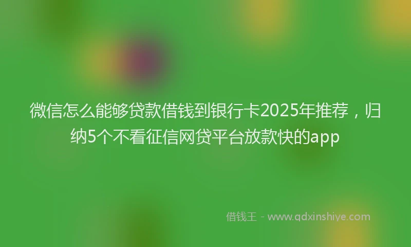微信怎么能够贷款借钱到银行卡2025年推荐，归纳5个不看征信网贷平台放款快的app