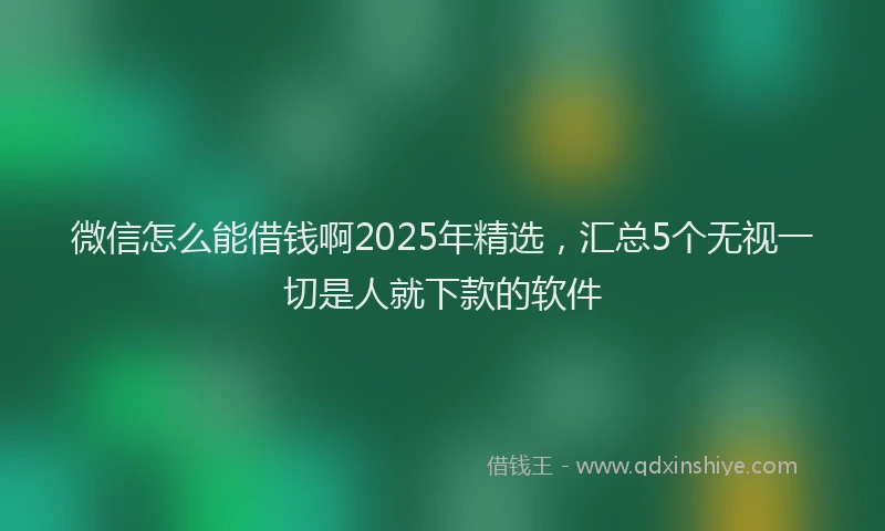 微信怎么能借钱啊2025年精选，汇总5个无视一切是人就下款的软件