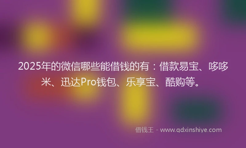 2025年的微信哪些能借钱的有：借款易宝、哆哆米、迅达Pro钱包、乐享宝、酷购等。